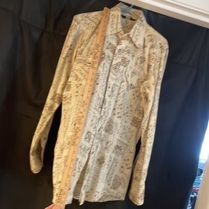 VNT 1970s Sears western long sleeve shirt pearlescent snaps pockets xtra long